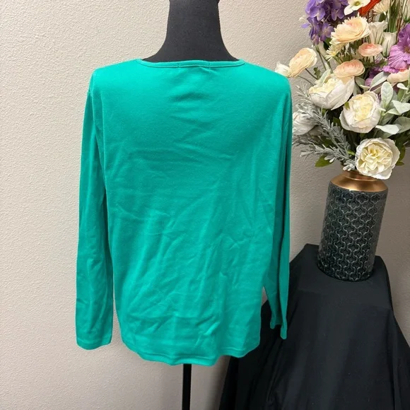 Rebecca Malone Green Santa Snowman Tee L | Christmas Holiday Winter Top - Picture 4 of 8